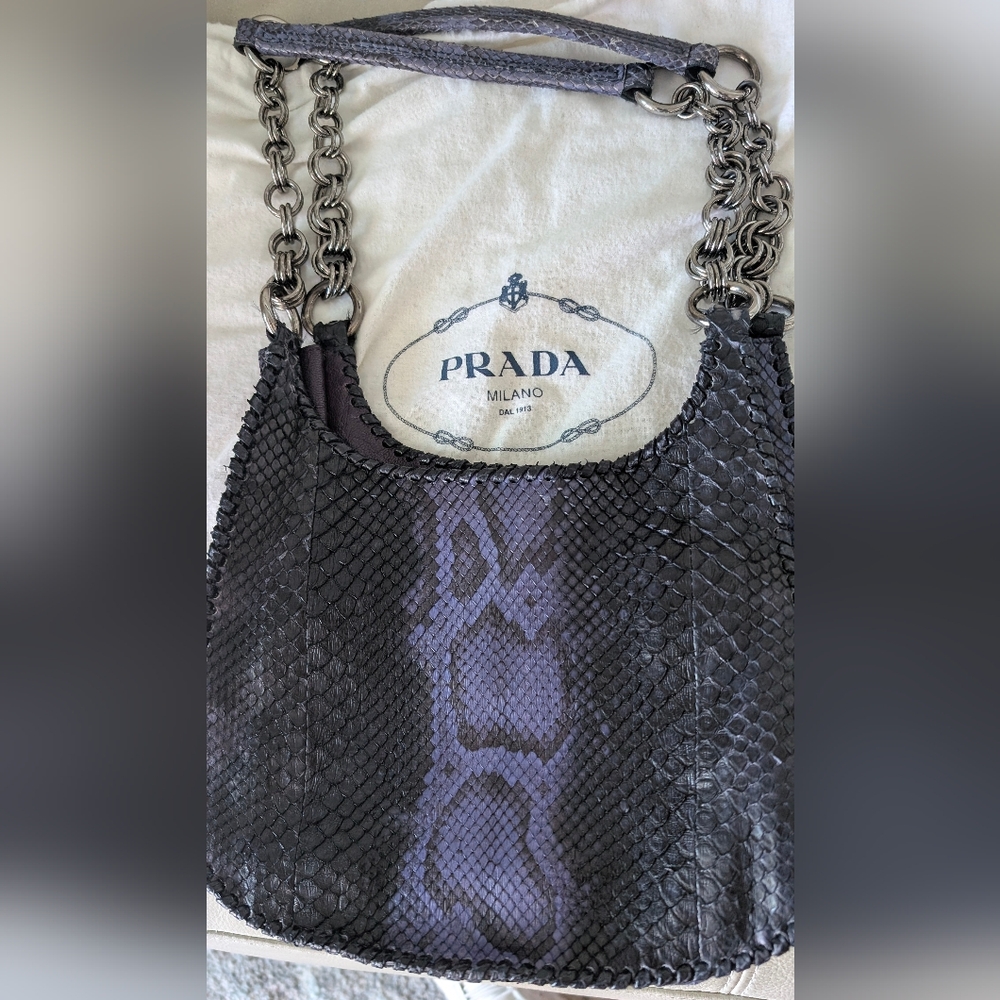 Prada Milano Purple & Black Ombre Python Leather Shoulder Bag – Rare & Stunning